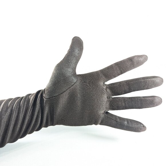 Vintage KAYSER Canadian dark brown fabric opera gloves size 7.5 - Picture 11 of 13